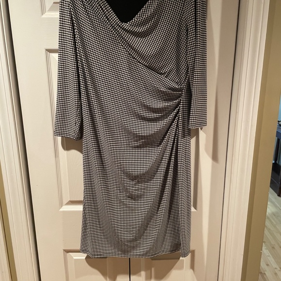 Lauren Ralph Lauren Houndstooth Pleated Jersey Dress Size 14 - Picture 10 of 10